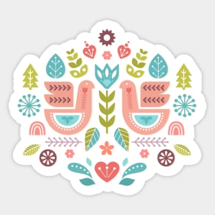 Simple And Sweet Songs Scandinavian Folk Art Design Sticker